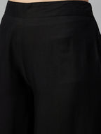 InWeave Black Strappy Set With Green Organza Dupatta