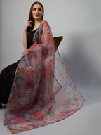 InWeave Black Strappy Set With Green Organza Dupatta