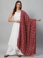 InWeave White Strappy Set - Maroon Fosilk Dupatta - Distacart