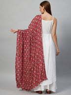 InWeave White Strappy Set - Maroon Fosilk Dupatta - Distacart