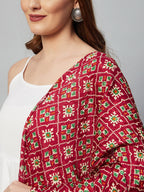InWeave White Strappy Set - Maroon Fosilk Dupatta - Distacart