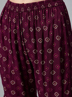InWeave Wine Gota Mirror Sharara Set - Distacart