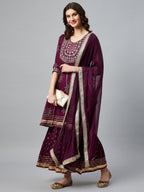 InWeave Wine Gota Mirror Sharara Set - Distacart