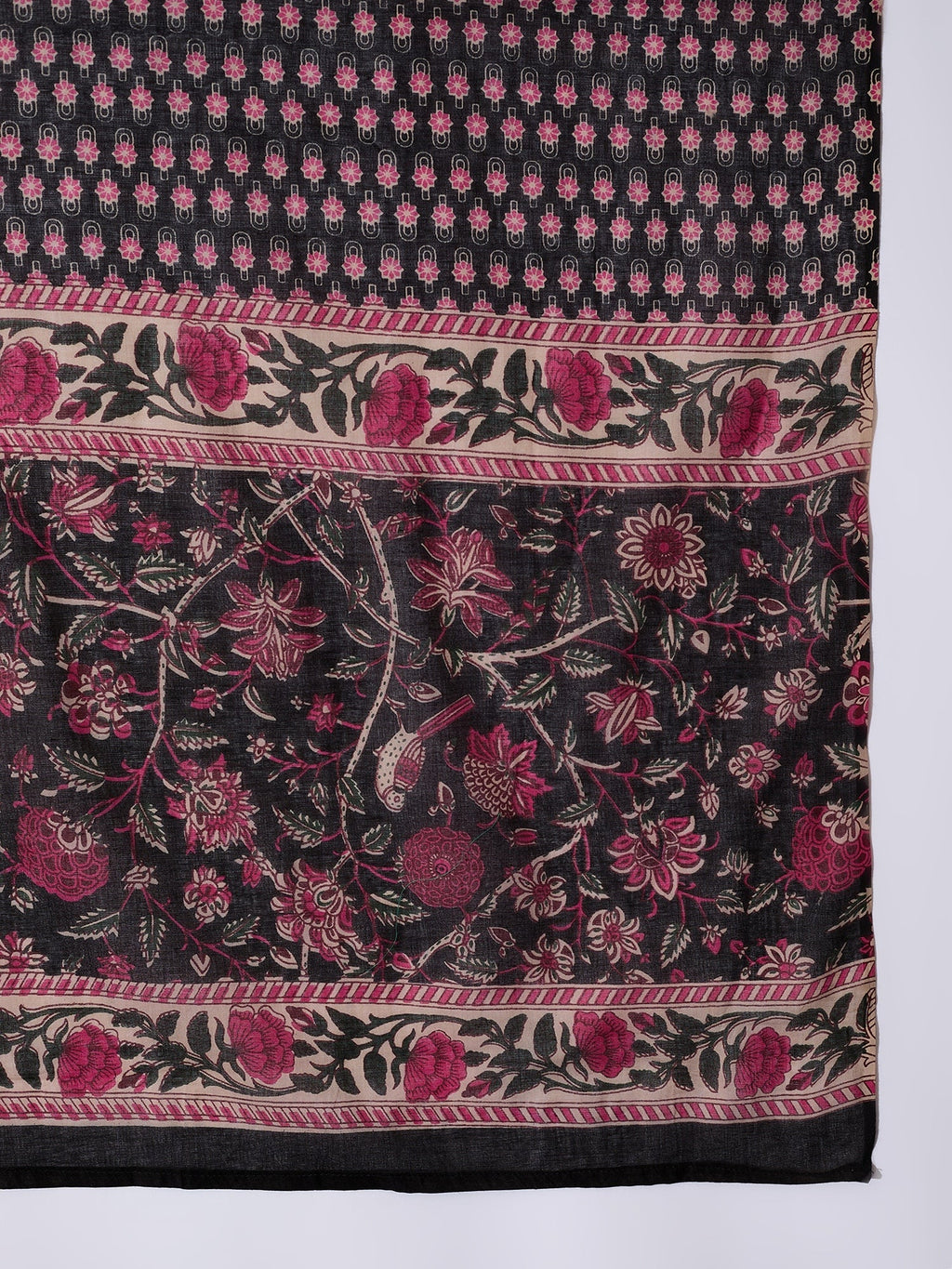 InWeave White Strappy Set With Black Pink Ethnic Print Cotton Dupatta