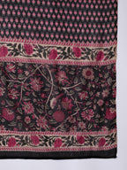 InWeave White Strappy Set With Black Pink Ethnic Print Cotton Dupatta