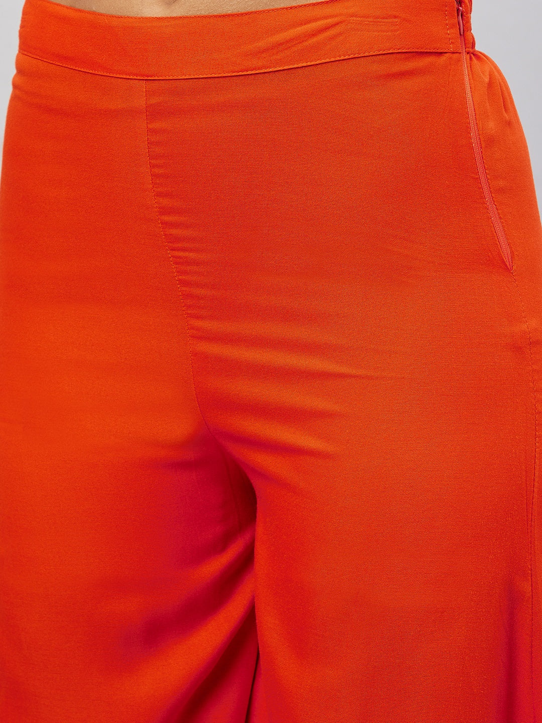 InWeave Orange Strappy Set With Light Olive Organza Dupatta - Distacart