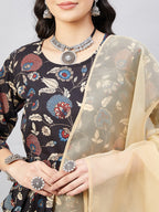 InWeave Black Tropical Sharara Set Gold Or Dupatta - Distacart
