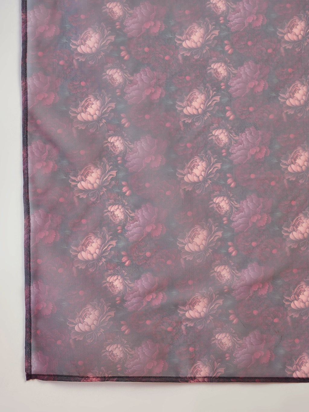 InWeave Fuchsia Strappy W Black Dark Floral Print Or Dupatta Set