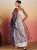 InWeave White Strappy W Black Dark Floral Print Or Dupatta Set