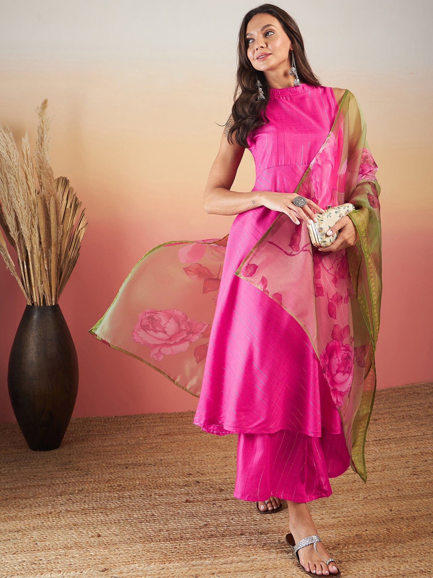 InWeave Fuchsia Olive Lurex Set