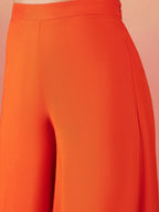 InWeave Orange Strappy W Dark Brown Leaf Print Or Dupatta Set - Distacart
