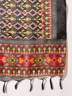 InWeave Black Mandarin Patola Kurta Set