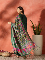 InWeave Dark Green Mandarin Patola Kurta Set