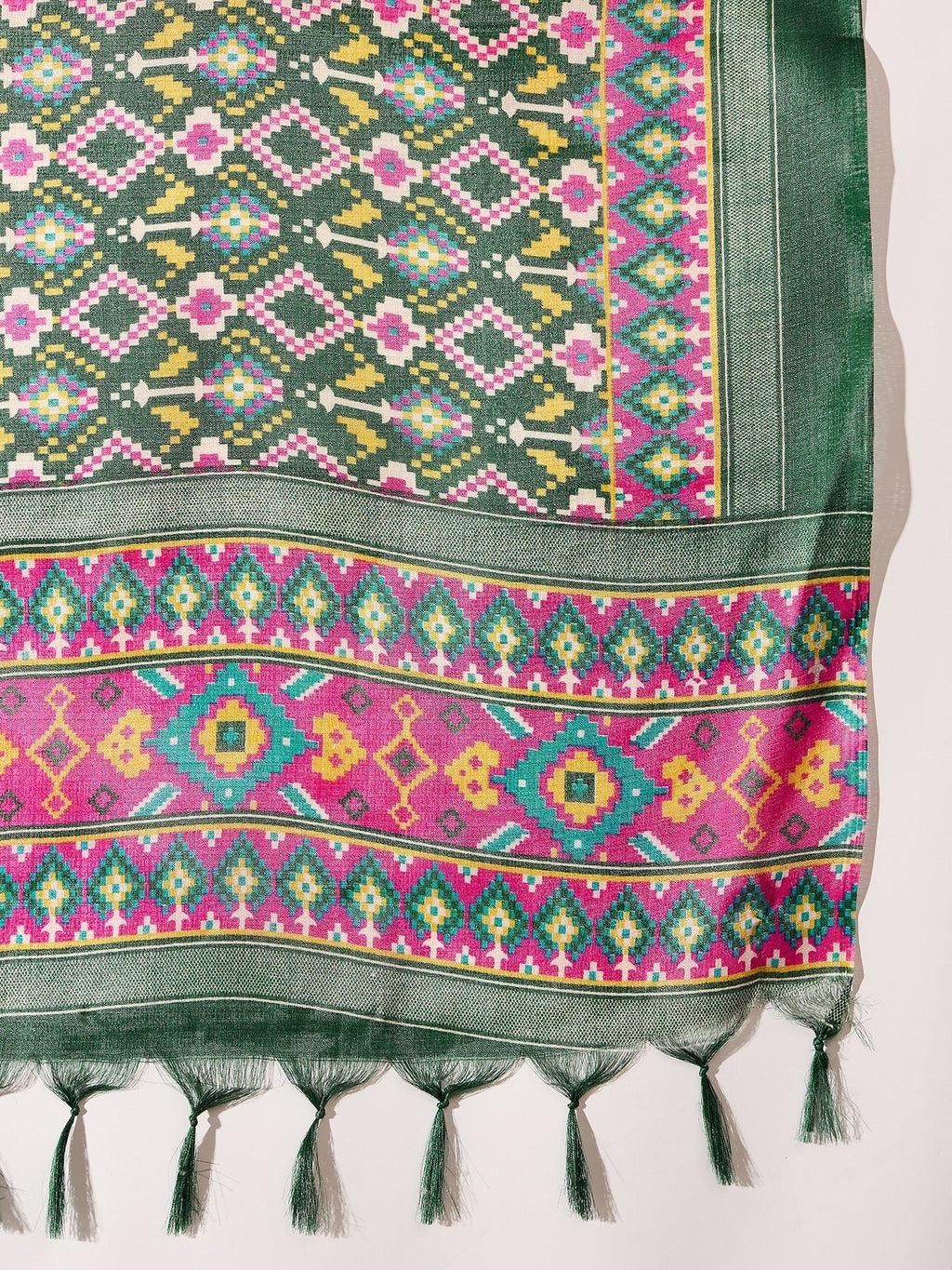 InWeave Dark Green Mandarin Patola Kurta Set