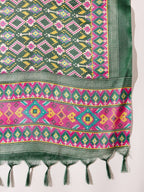 InWeave Dark Green Mandarin Patola Kurta Set