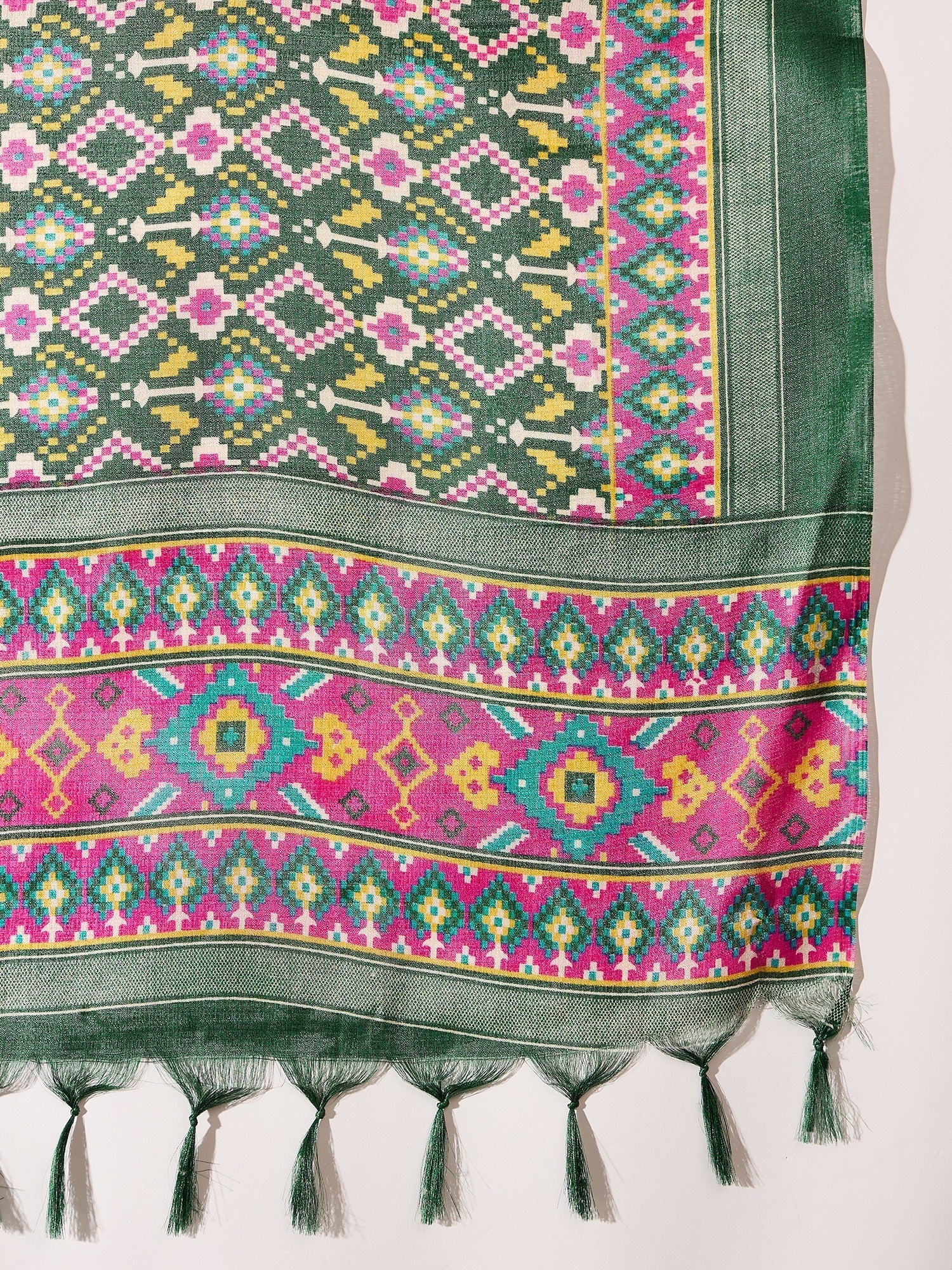 InWeave Dark Green Mandarin Patola Kurta Set