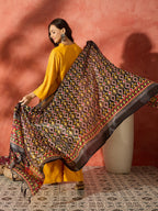 InWeave Mustard Mandarin Patola Kurta Set