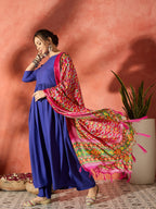 InWeave Ink Blue Anarkali Patola Kurta Set