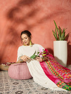 InWeave White Anarkali Patola Kurta Set