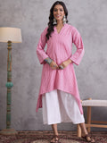 InWeave Pink Small Check Cream Palazzo Set