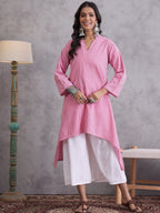 InWeave Pink Small Check Cream Palazzo Set