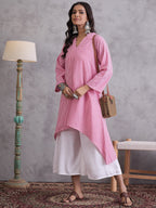 InWeave Pink Small Check Cream Palazzo Set