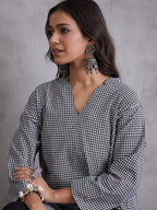 InWeave Black Small Check Black Palazzo Set