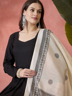 InWeave Black Sweetheart Kurta With Dupatta
