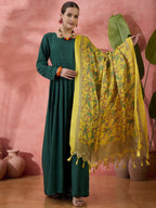 InWeave Green Sweetheart Kurta With Dupatta