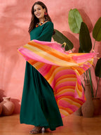 InWeave Green Sweetheart Kurta With Dupatta