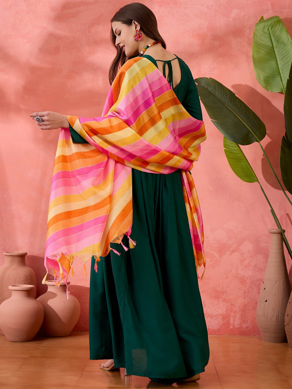 InWeave Green Sweetheart Kurta With Dupatta