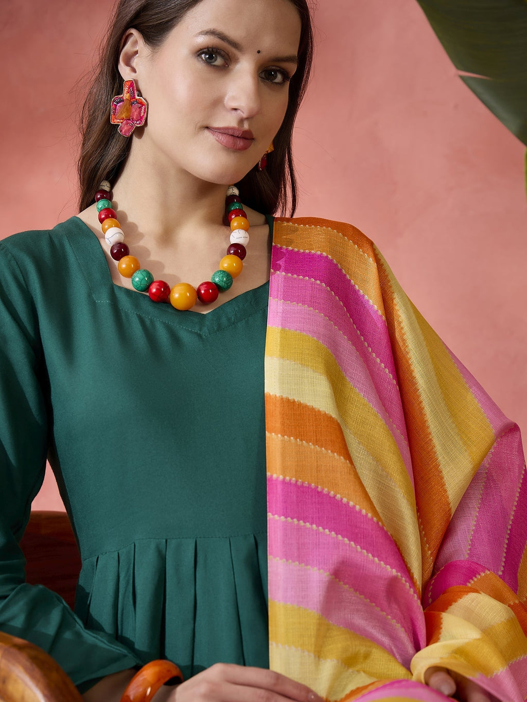 InWeave Green Sweetheart Kurta With Dupatta