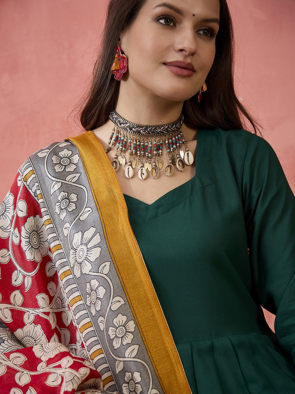 InWeave Green Sweetheart Kurta With Dupatta