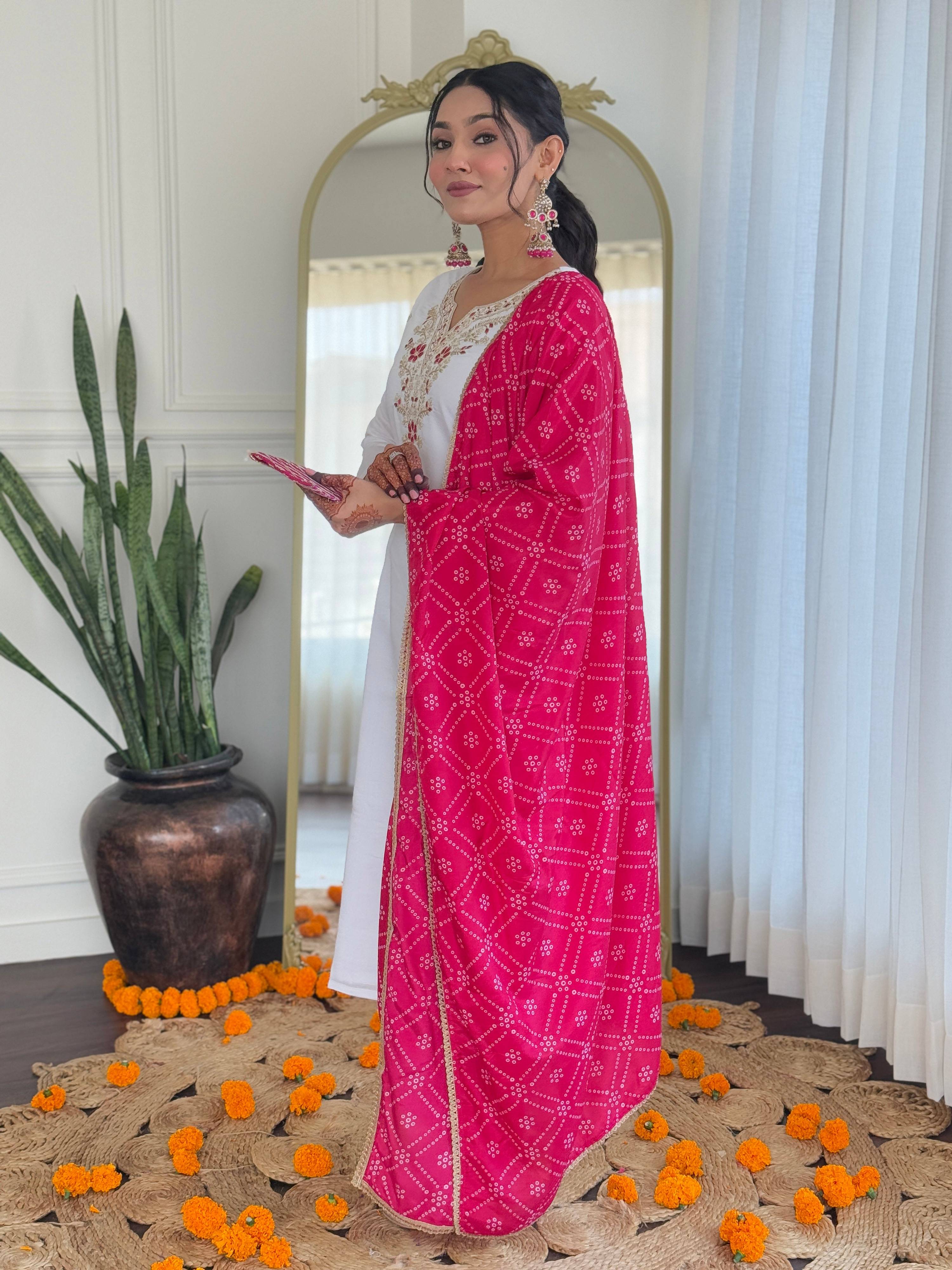 The52 Embroidered BSY Viscose Fabric Straight Kurta, Pant and Dupatta Set - Distacart