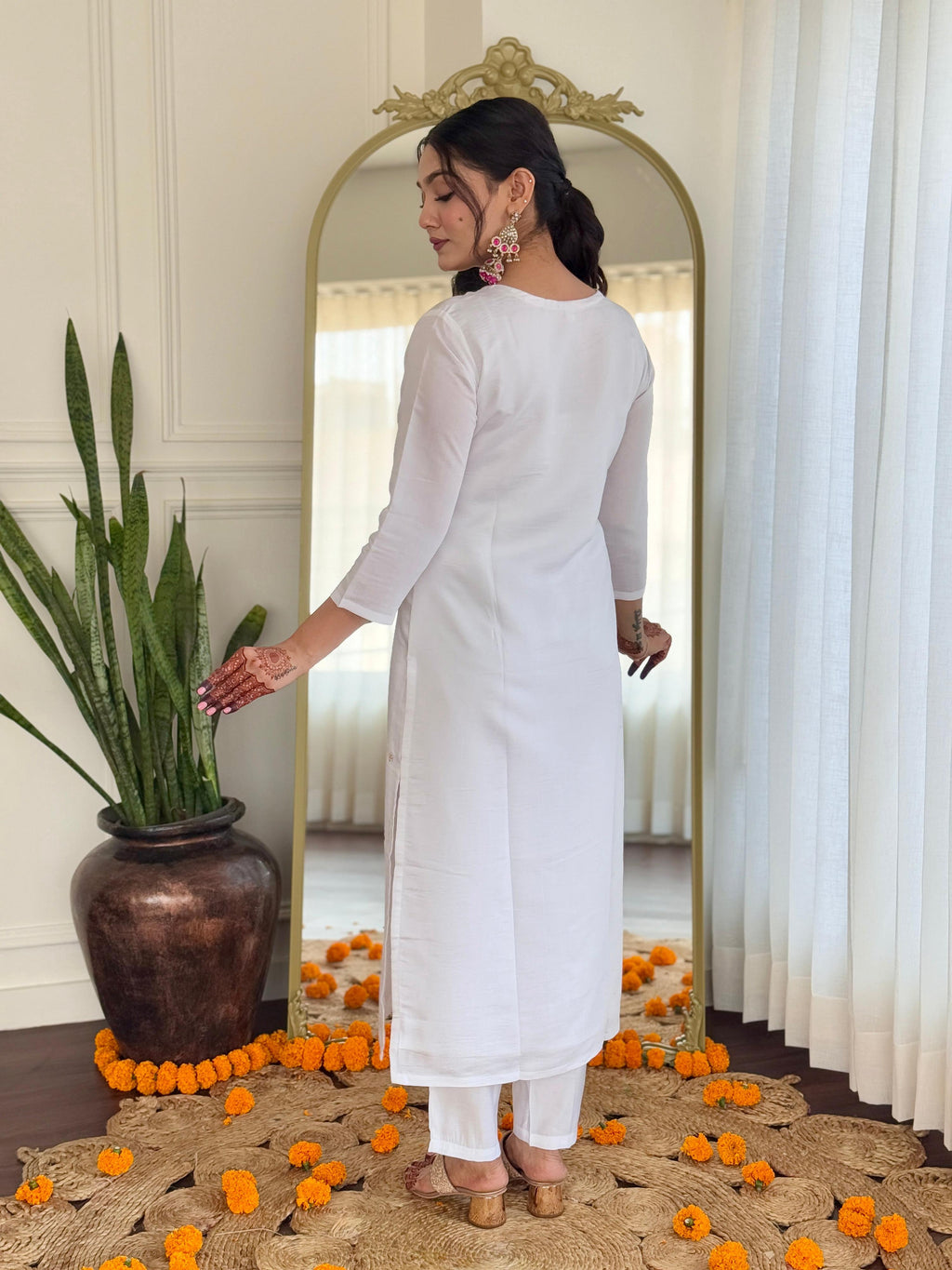 The52 Embroidered BSY Viscose Fabric Straight Kurta, Pant and Dupatta Set - Distacart