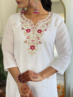 The52 Embroidered BSY Viscose Fabric Straight Kurta, Pant and Dupatta Set - Distacart