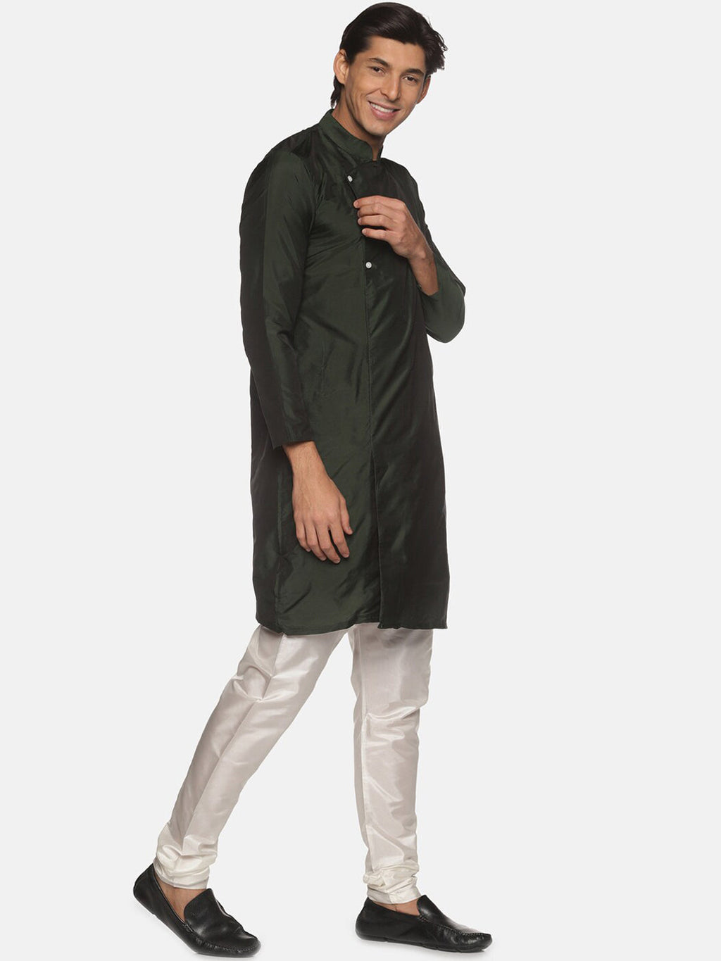 Sethukrishna Men Green Pleated Kurta with Churidar - Distacart
