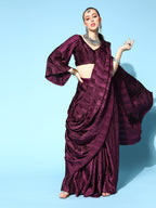 Tikhi Imli Burgundy Accordion Pleated Ready to Wear Saree - Distacart