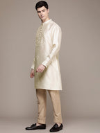 House of Pataudi Ethnic Motifs Yoke Design Sequinned Jashn Kurta