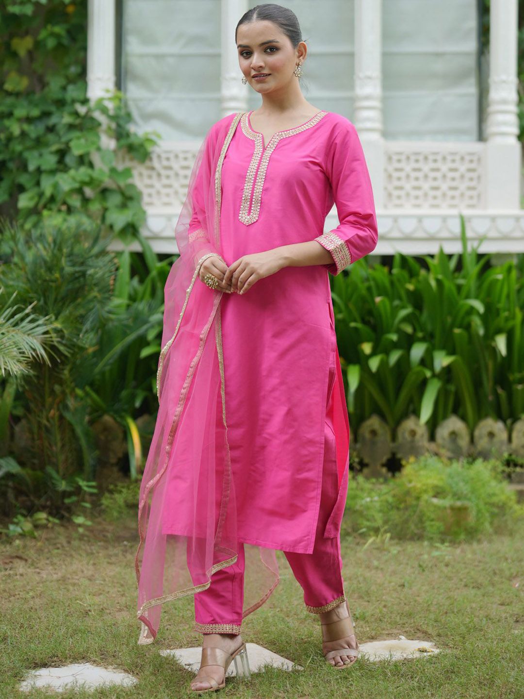 Indo Era Women Embroidered Regular Kurta with Trousers & With Dupatta - Distacart