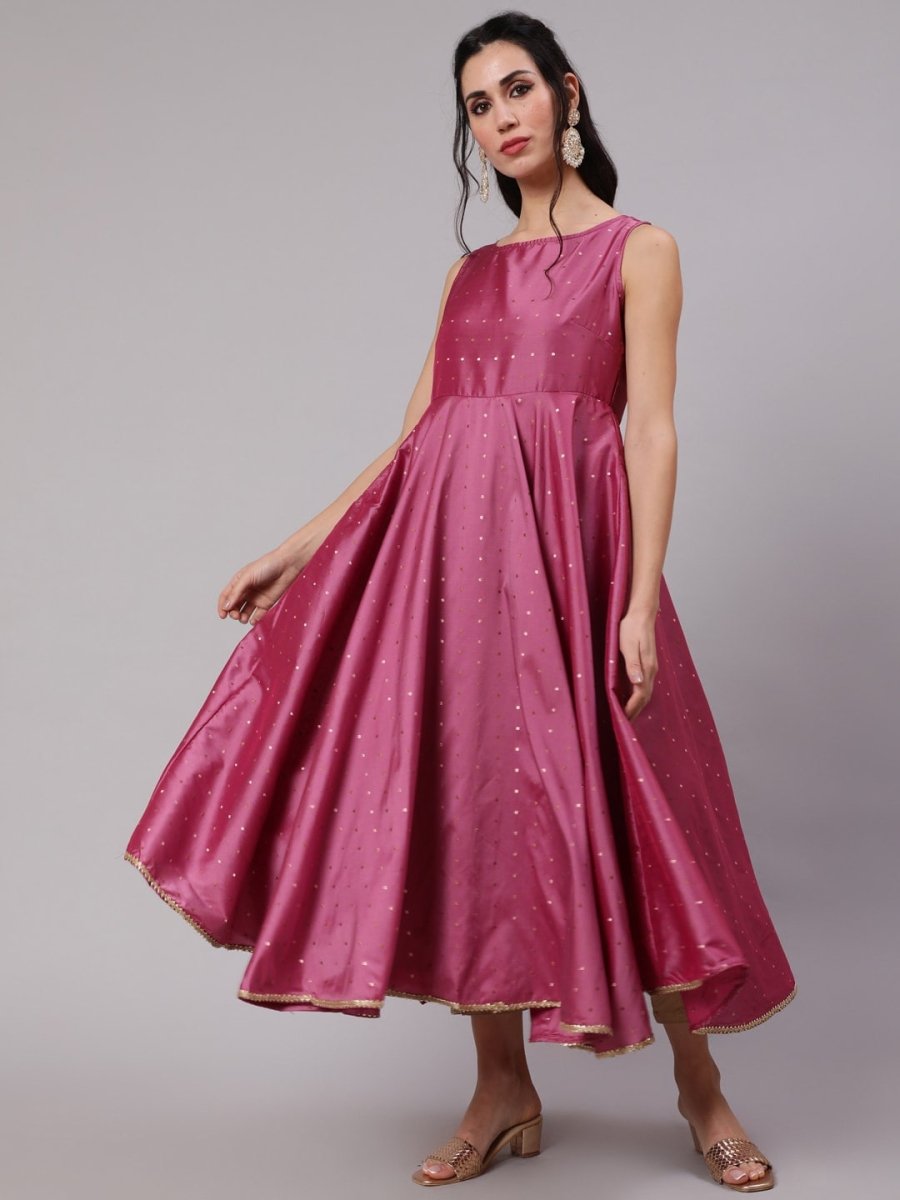 Aks Woven Design Gotta Patti Anarkali Kurta
