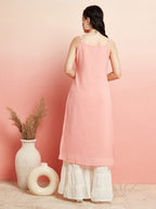 Aks Geometric Mirror Work Straight Kurta