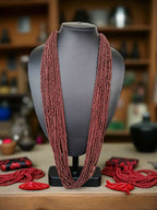 Inhanns Rangsaaz 20-Layer Luxe Long Beaded Only Necklace - Cofee Brown Only Necklace