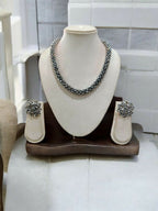 Inhanns Noor-E-Jalwa – Handmade Crystal Bead Necklace / Necklace With Earrings -Adjustable - Titanium