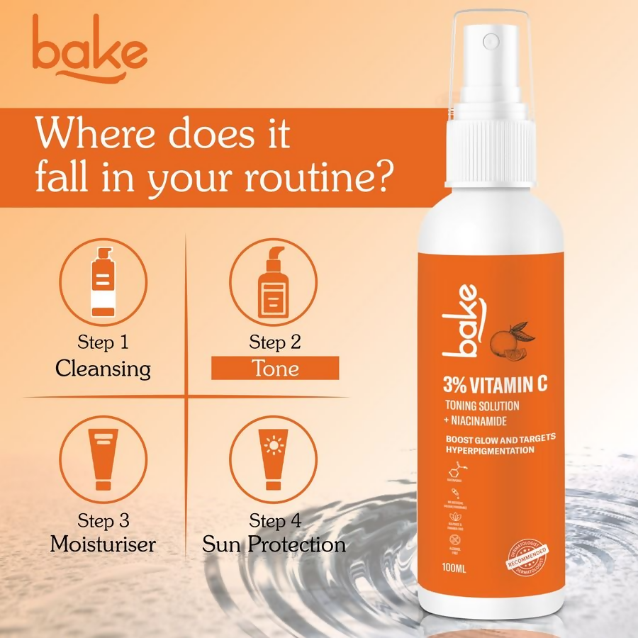 Bake 3% Vitamin C Toner With Niacinamide For Brightening & Glowing Skin