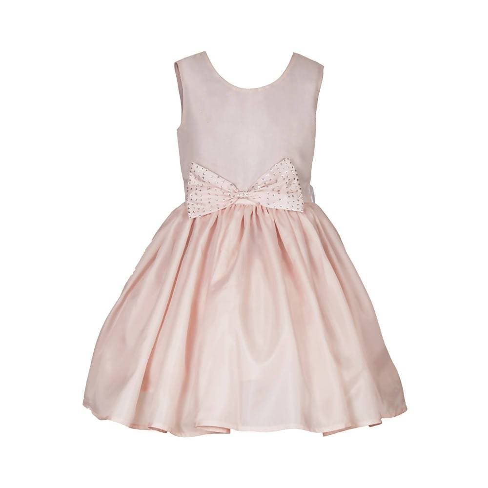 Asmaani Baby Girl's Peach Color Satin Knee Length Frock (AS-DRESS-22007)