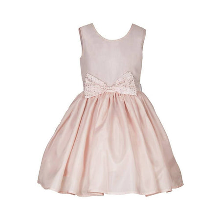 Asmaani Baby Girl's Peach Color Satin Knee Length Frock (AS-DRESS-22007)