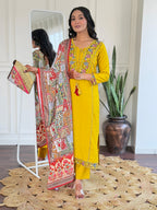 The52 Beautiful Women's Thread work Viscose Fabric Straight Kurta, Pant and Dupatta Set - Distacart