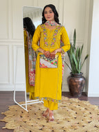 The52 Beautiful Women's Thread work Viscose Fabric Straight Kurta, Pant and Dupatta Set - Distacart
