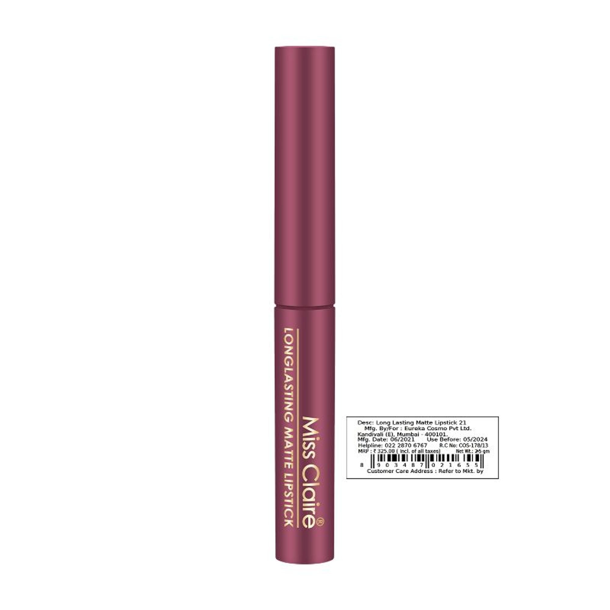 Miss Claire Long Lasting Matte Lipstick - 21 Sherbet Pink - Distacart